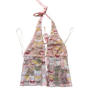 Edikted pink mermaid sequenced backless split front top size XS